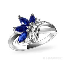 厂家直销批发 S925纯银镶嵌天然蓝宝石珠宝戒指，出口韩版潮流之选